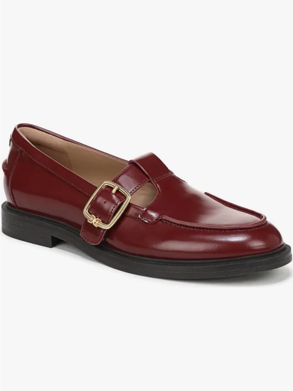 Sam Edelman Women's Wine Patent Loafer with Gold Buckle